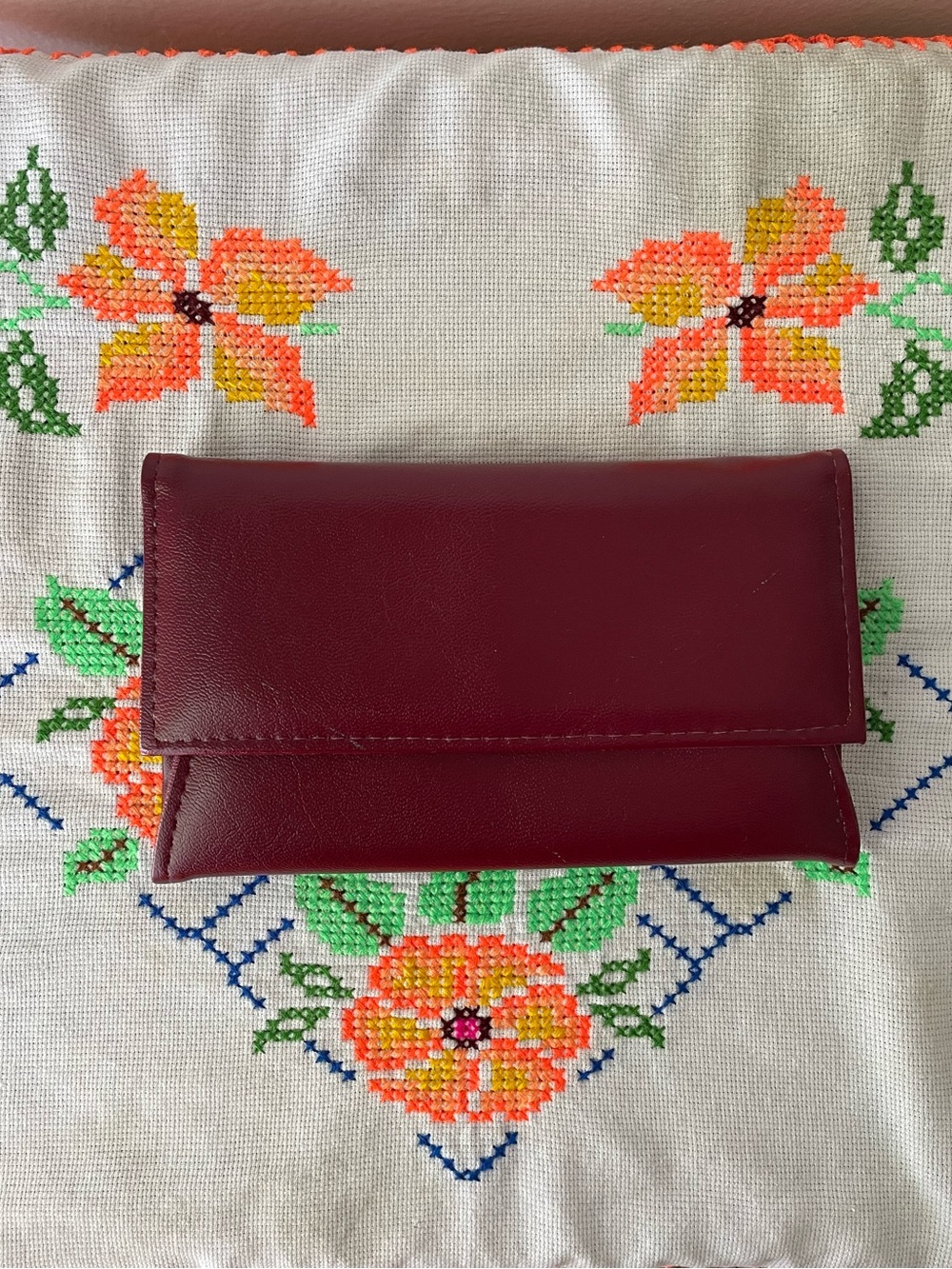 Vintage German Burgundy Leather Travel Wallet